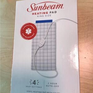 Sunbeam King Size Heating Pad with White and Gray Design